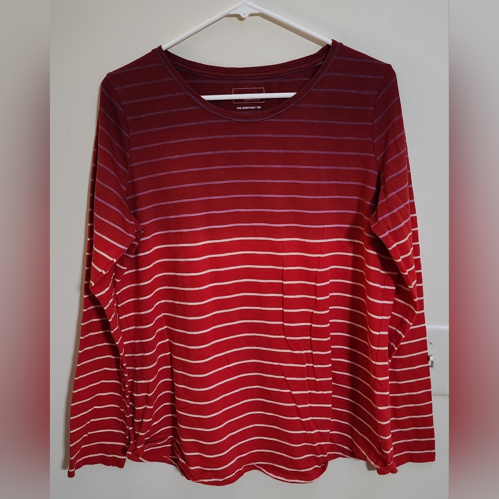 Sonoma Ombre Long Sleeve The Everyday T-Shirt Women's Size L
